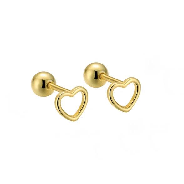 925 Silver Zircon Heart Star Moon Stud Earrings