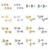 925 Silver Zircon Heart Star Moon Stud Earrings