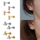 925 Silver Zircon Heart Star Moon Stud Earrings