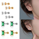 925 Silver Zircon Heart Star Moon Stud Earrings