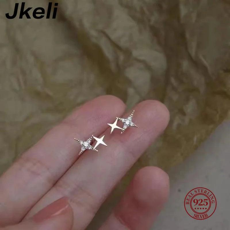 14K Micro Inlaid Diamonds Star Earrings Women Anniversary Gift