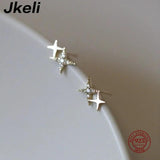 14K Micro Inlaid Diamonds Star Earrings Women Anniversary Gift