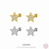 925 Silver Star Zircon Spiral Earrings for Women