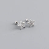 925 Silver Star Zircon Spiral Earrings for Women