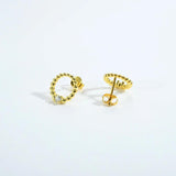 925 Silver Circle Beads Stud Earrings Clips Piercing Pendientes