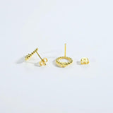 925 Silver Circle Beads Stud Earrings Clips Piercing Pendientes