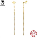 Minimalist 925 Silver Dangle Chain Earrings CZ Drop Jewelry