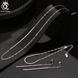 Minimalist 925 Silver Dangle Chain Earrings CZ Drop Jewelry