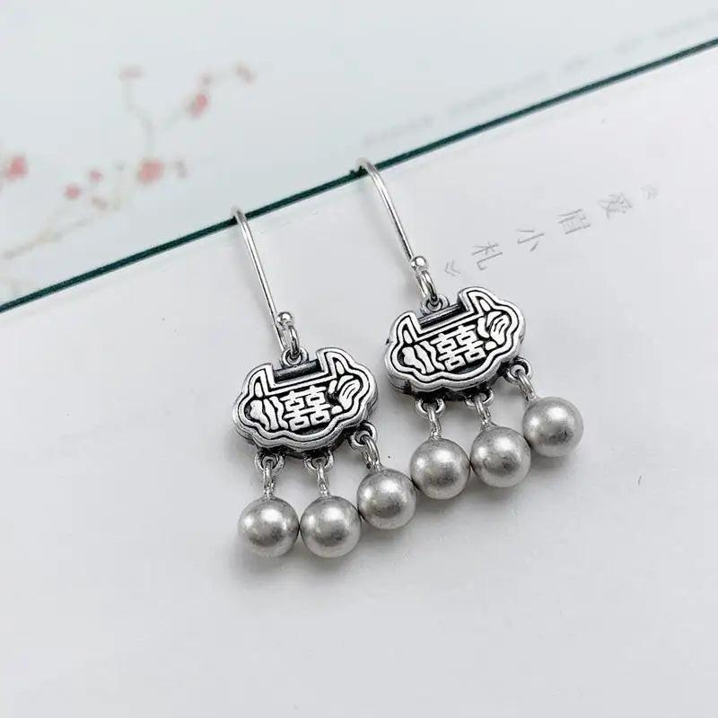 Silver Round Bead Earrings - Vintage Style Party Accessories