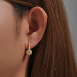 925 Silver Vintage Pearls Devil Eye Zircon Stud Earrings Women 18K Jewelry