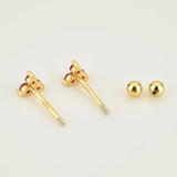 925 Silver Clear Zircon Charm Earring Women Jewelry Clips Piercing Beads