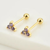 925 Silver Clear Zircon Charm Earring Women Jewelry Clips Piercing Beads