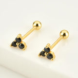 925 Silver Clear Zircon Charm Earring Women Jewelry Clips Piercing Beads