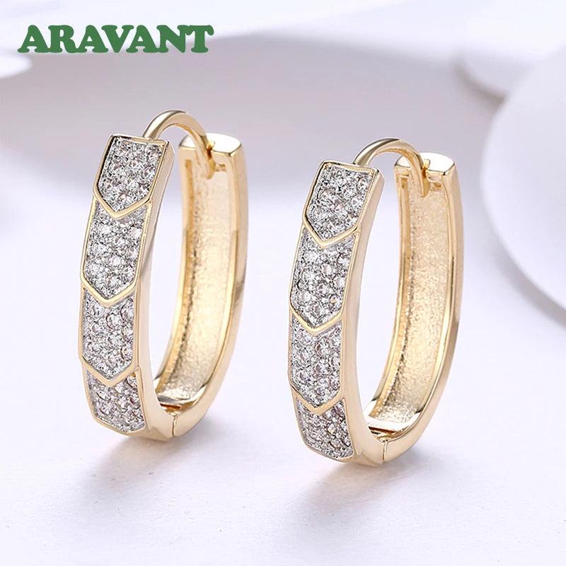 925 Silver U Shaped 18K Hoop Earrings For Women Jewelry