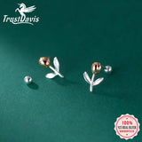 Trustdavis 925 Silver Flower Bead Stud Earrings Wedding Jewelry