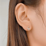 Trustdavis 925 Silver Flower Bead Stud Earrings Wedding Jewelry