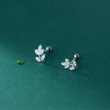 Trustdavis 925 Silver Flower Bead Stud Earrings Wedding Jewelry