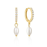 Silver 925 Zircon Pearls Earrings For Women Wedding Party