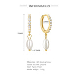 Silver 925 Zircon Pearls Earrings For Women Wedding Party