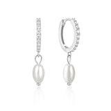 Silver 925 Zircon Pearls Earrings For Women Wedding Party