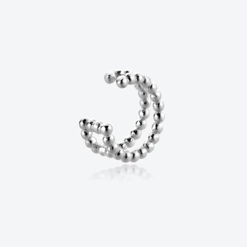 925 Silver Two Line Earcuff Beads Ear Cuff Earring Women