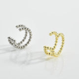 925 Silver Two Line Earcuff Beads Ear Cuff Earring Women