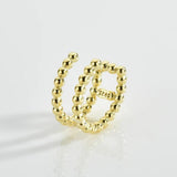 925 Silver Two Line Earcuff Beads Ear Cuff Earring Women