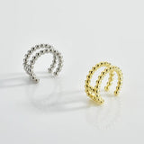 925 Silver Two Line Earcuff Beads Ear Cuff Earring Women