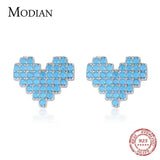 925 Silver Vintage Turquoise Stud Earrings Heart Ear Studs