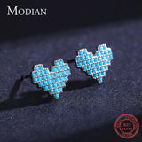 925 Silver Vintage Turquoise Stud Earrings Heart Ear Studs