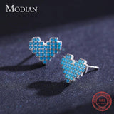 925 Silver Vintage Turquoise Stud Earrings Heart Ear Studs