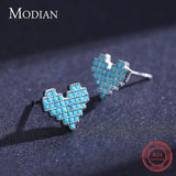 925 Silver Vintage Turquoise Stud Earrings Heart Ear Studs