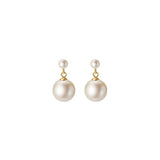 Sterling Silver Short Hanging Synthetic Pearls Stud Earrings