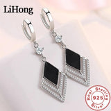925 Silver Zircon Diamond Long Earrings Lady Jewelry Gift