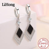 925 Silver Zircon Diamond Long Earrings Lady Jewelry Gift