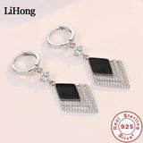 925 Silver Zircon Diamond Long Earrings Lady Jewelry Gift