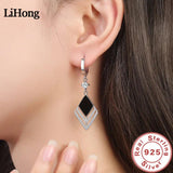 925 Silver Zircon Diamond Long Earrings Lady Jewelry Gift