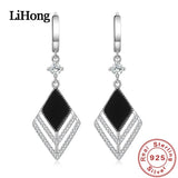 925 Silver Zircon Diamond Long Earrings Lady Jewelry Gift