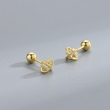 925 Silver Cross Zircon Screw Stud Earrings for Women