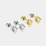925 Silver Cross Zircon Screw Stud Earrings for Women