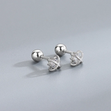 925 Silver Cross Zircon Screw Stud Earrings for Women