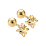 925 Silver Cross Zircon Screw Stud Earrings for Women
