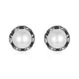 925 Silver Shell Simulated-pearl Stud Earrings for Women Party