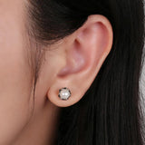 925 Silver Shell Simulated-pearl Stud Earrings for Women Party