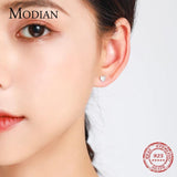 925 Silver Hearts Stud Earrings Round Bead Earring Women Fine Jewelry