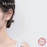 925 Silver Hearts Stud Earrings Round Bead Earring Women Fine Jewelry