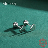 925 Silver Hearts Stud Earrings Round Bead Earring Women Fine Jewelry