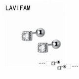 925 Silver Square Zircon Ear Hole Earrings