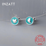 925 Silver Heart Screw Bead Stud Earrings Minimalist Jewelry