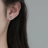 925 Silver Heart Screw Bead Stud Earrings Minimalist Jewelry